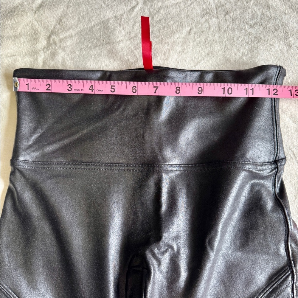 SPANX Black Faux Leather Moto Leggings - Picture 5 of 12